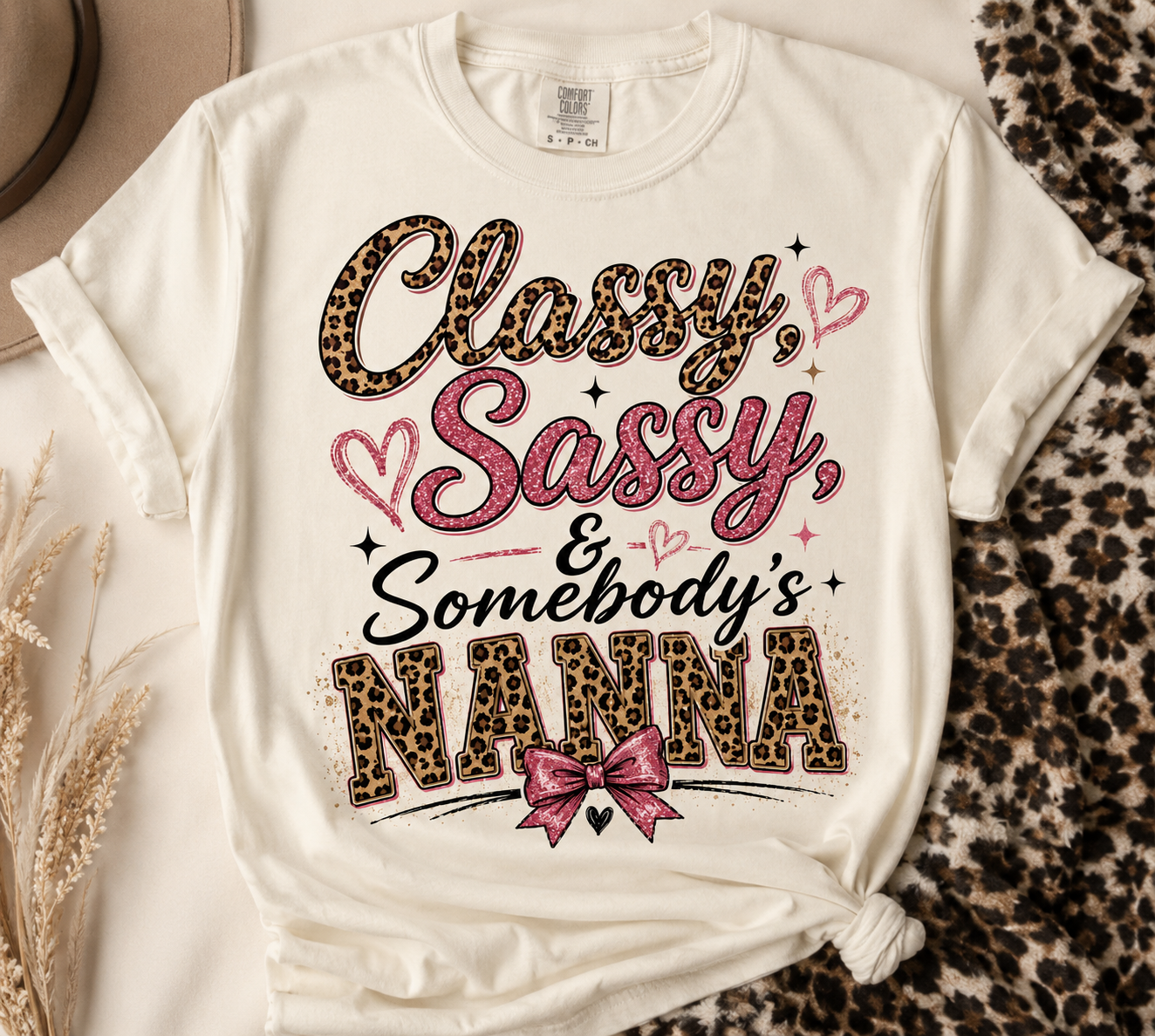 Classy, Sassy & Somebody’s Nanna Graphic Tee – Leopard Print Grandma Shirt