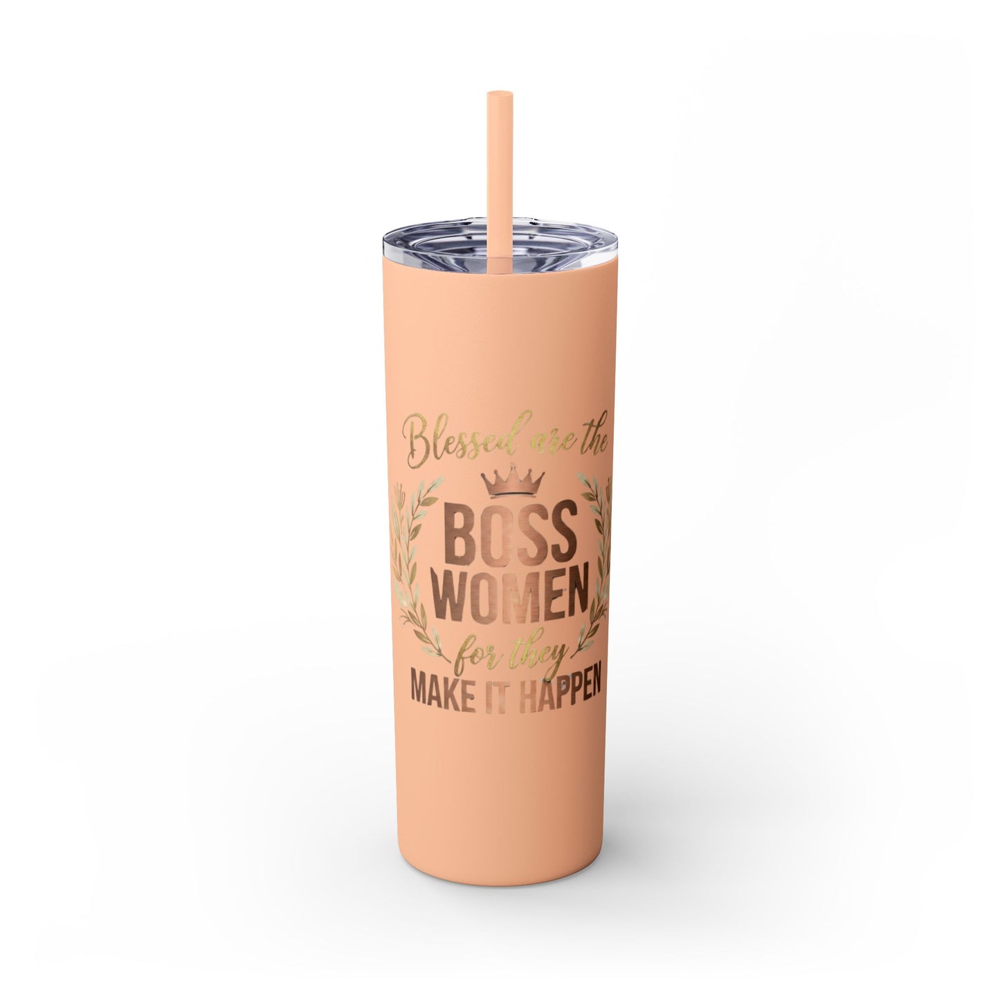 Blessed Are The Boss Women-Skinny Tumbler with Straw, 20oz