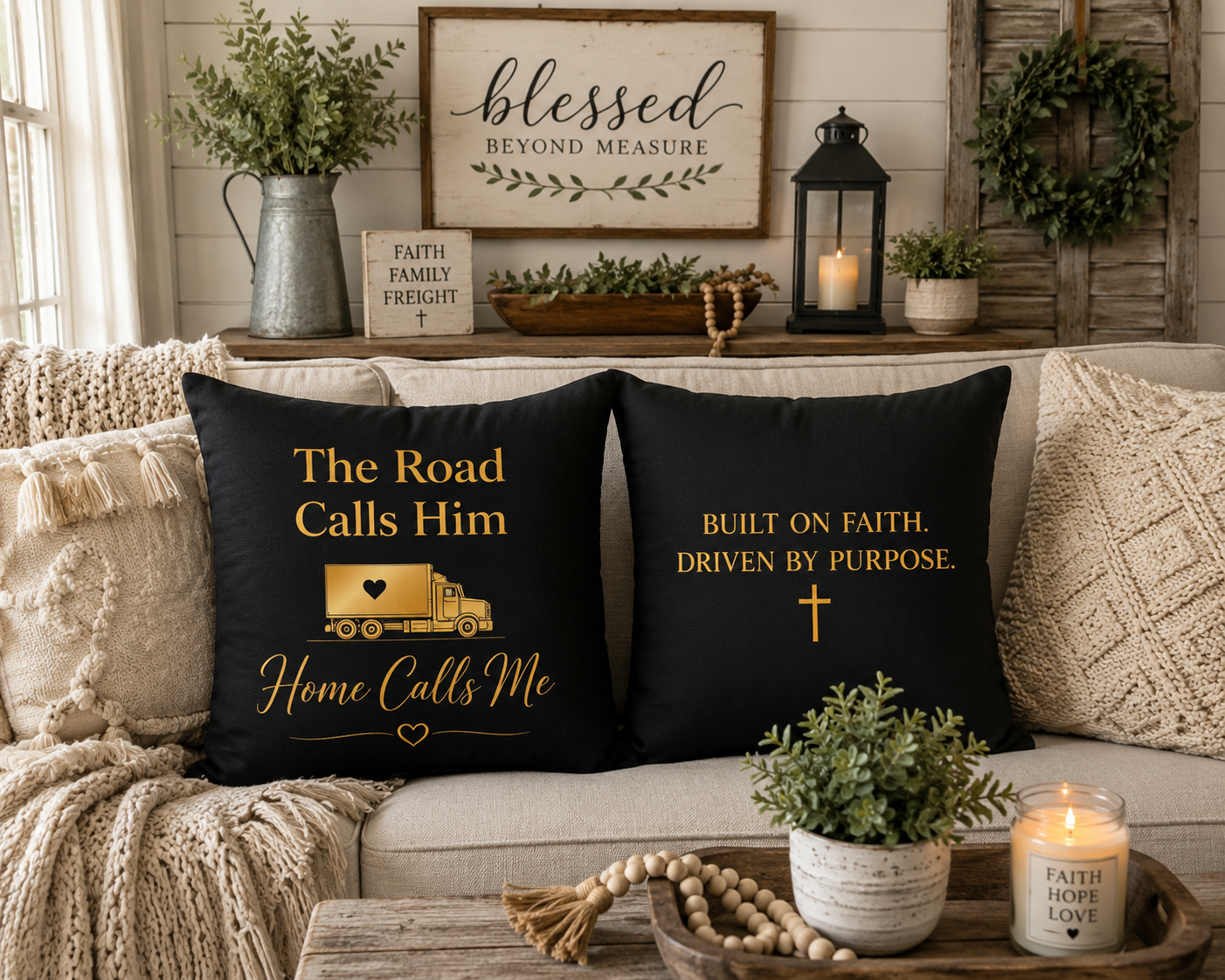 The Road Calls Him, Home Calls Me Pillow Cover