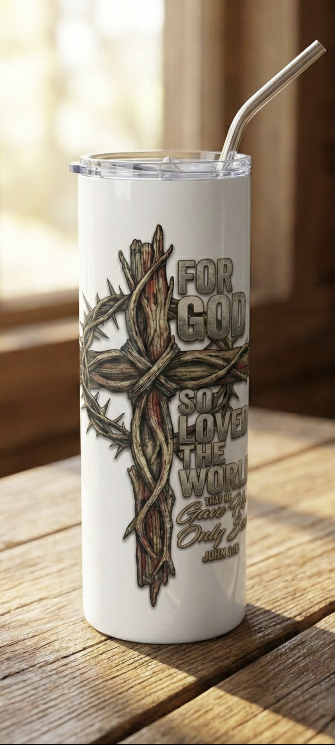 For God So Loved The World- John 3:16 Christian Tumbler
