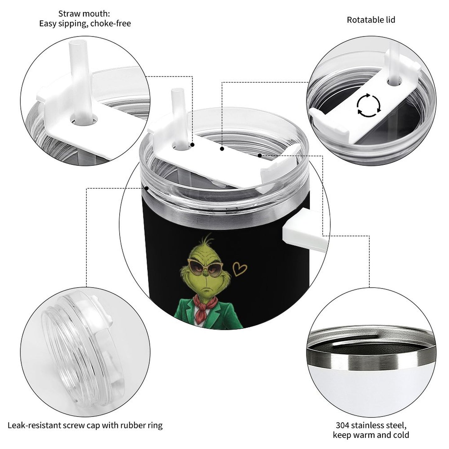 Grinchy On Inside Boujie on The Outside-40oz Large Capacity Car Cup