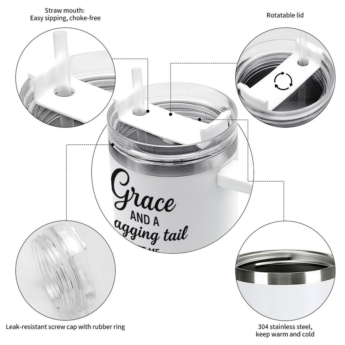 Grace & A Wagging Tail Get Thru The Day-40oz Tumbler