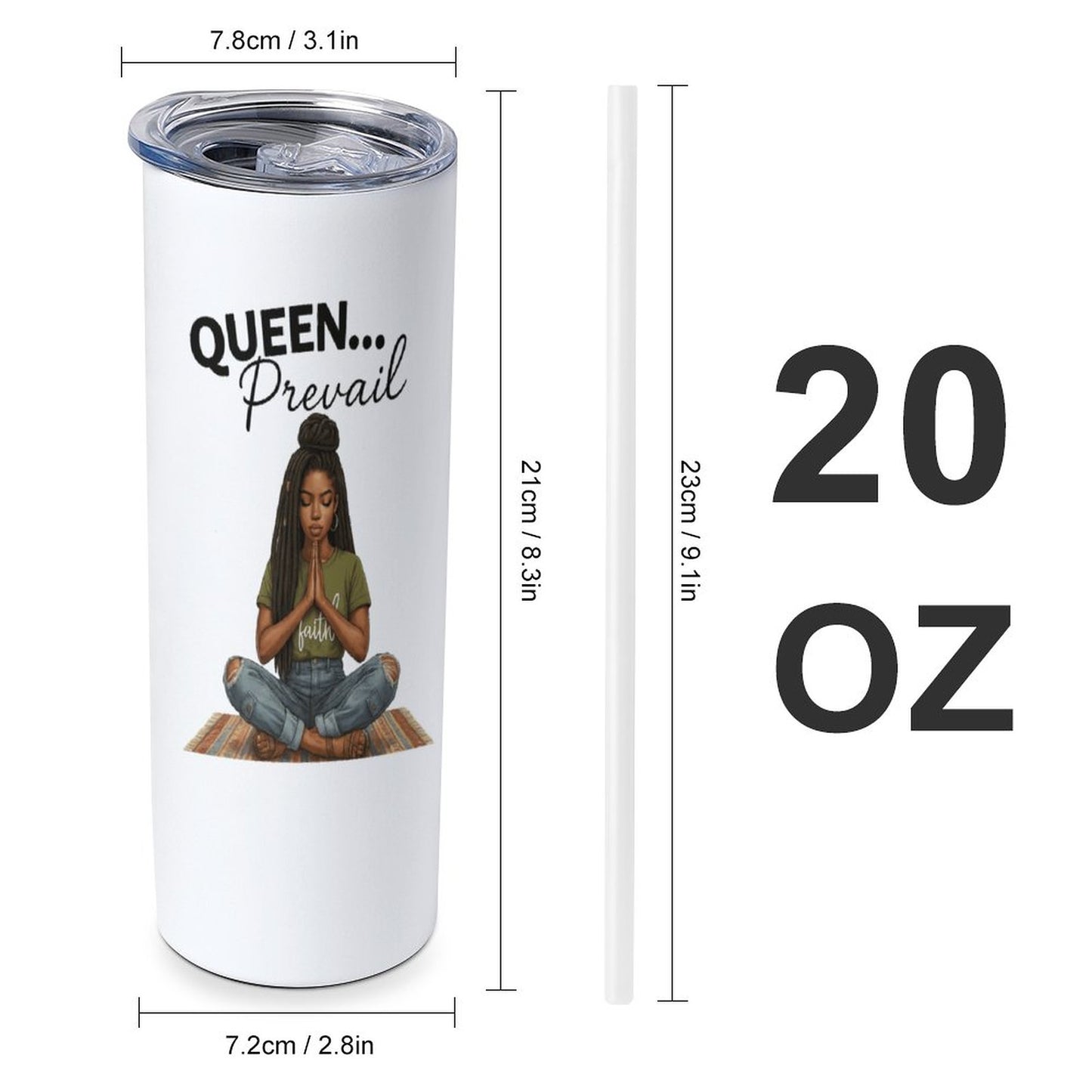 Queen Prevail Faith-20oz Large Capacity Car Cup with Lid