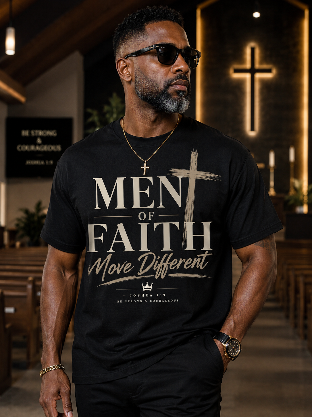 Men of Faith Move Different Christian Graphic Tee