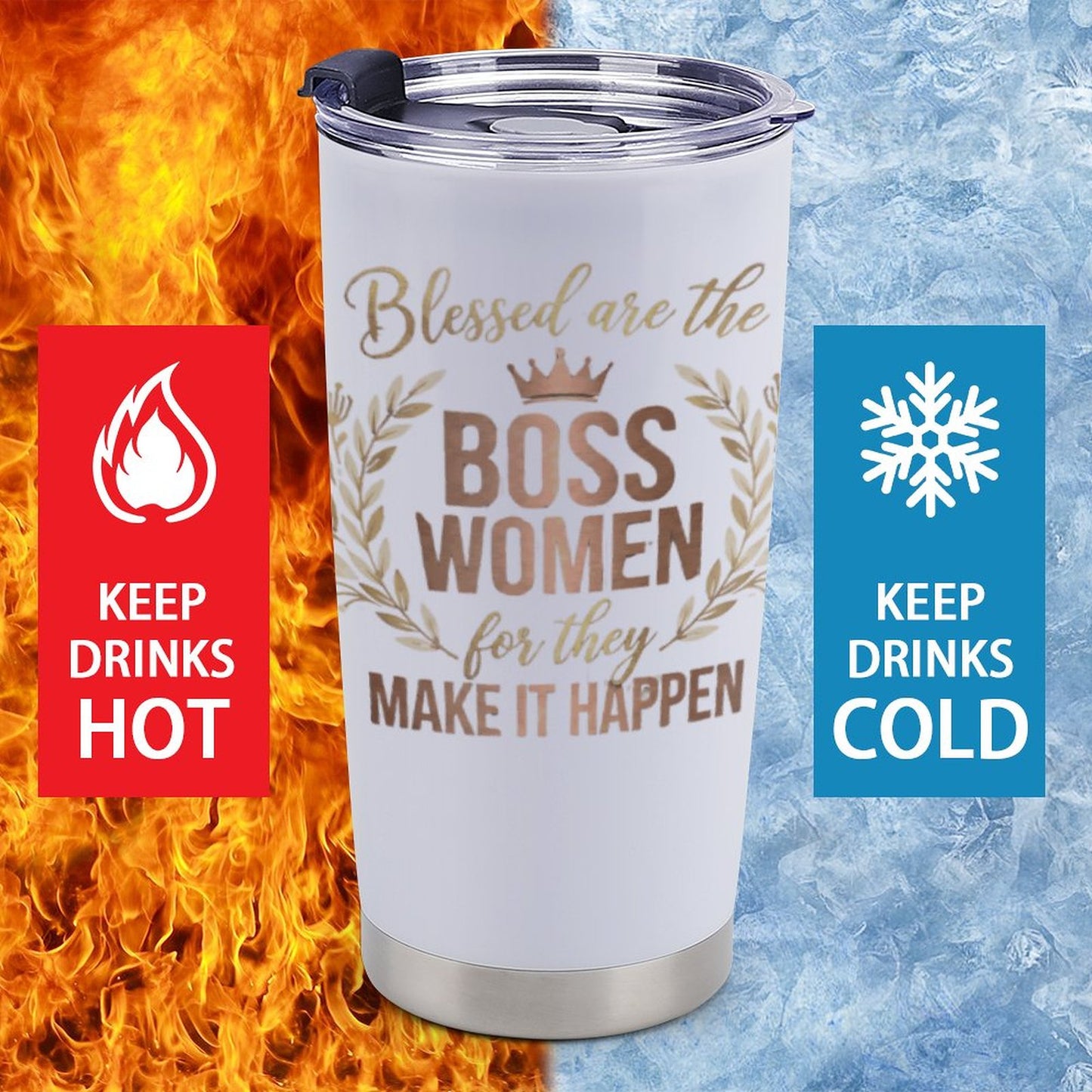 Blessed are the Boss Women-Car Travel Coffee Mug with Lid