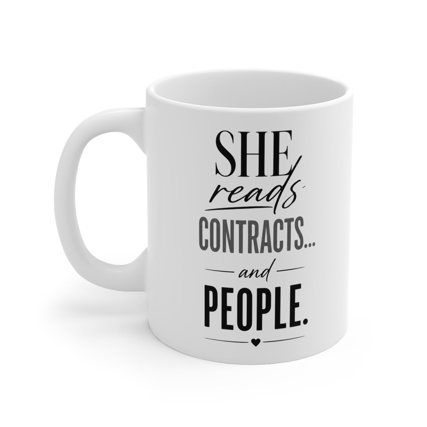 She Reads Contracts & People Coffee Mug