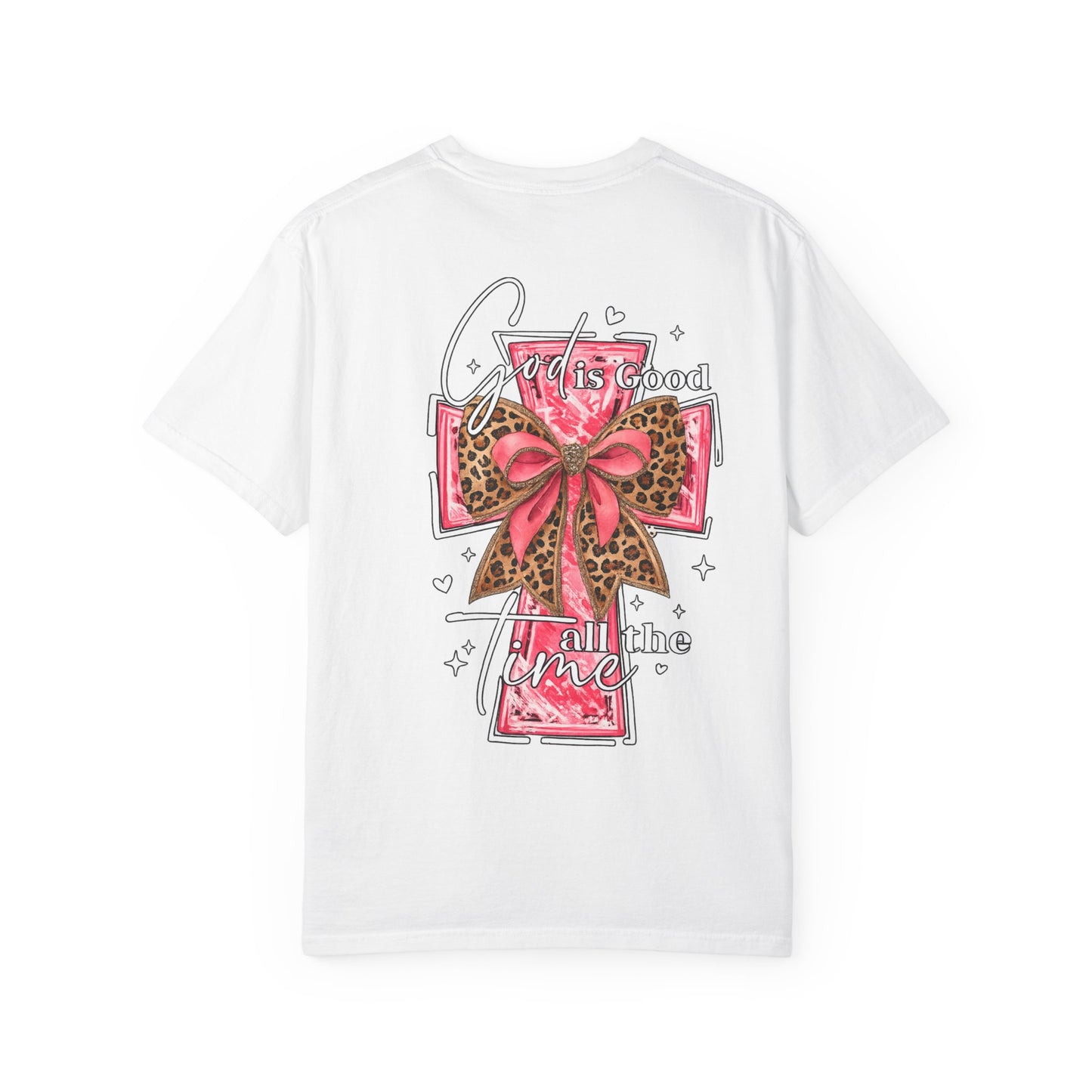 God Is Good All The Time Leopard Bow-Cross T-Shirt