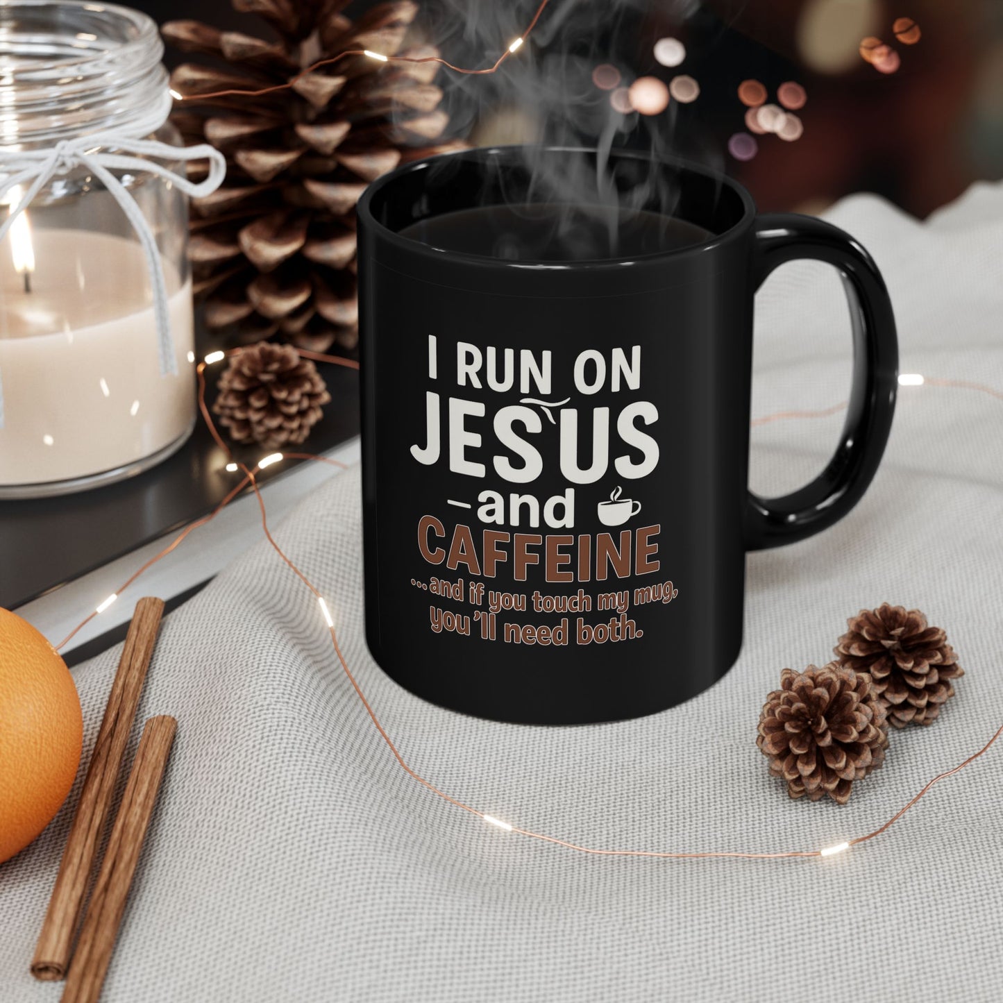 I Run on Jesus and Caffeine-Christian Coffee Mug 11oz/15oz