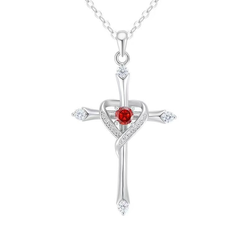 925 Sterling Silver Crystal Pendant Necklace- Elegant Minimalist Women's Jewelry