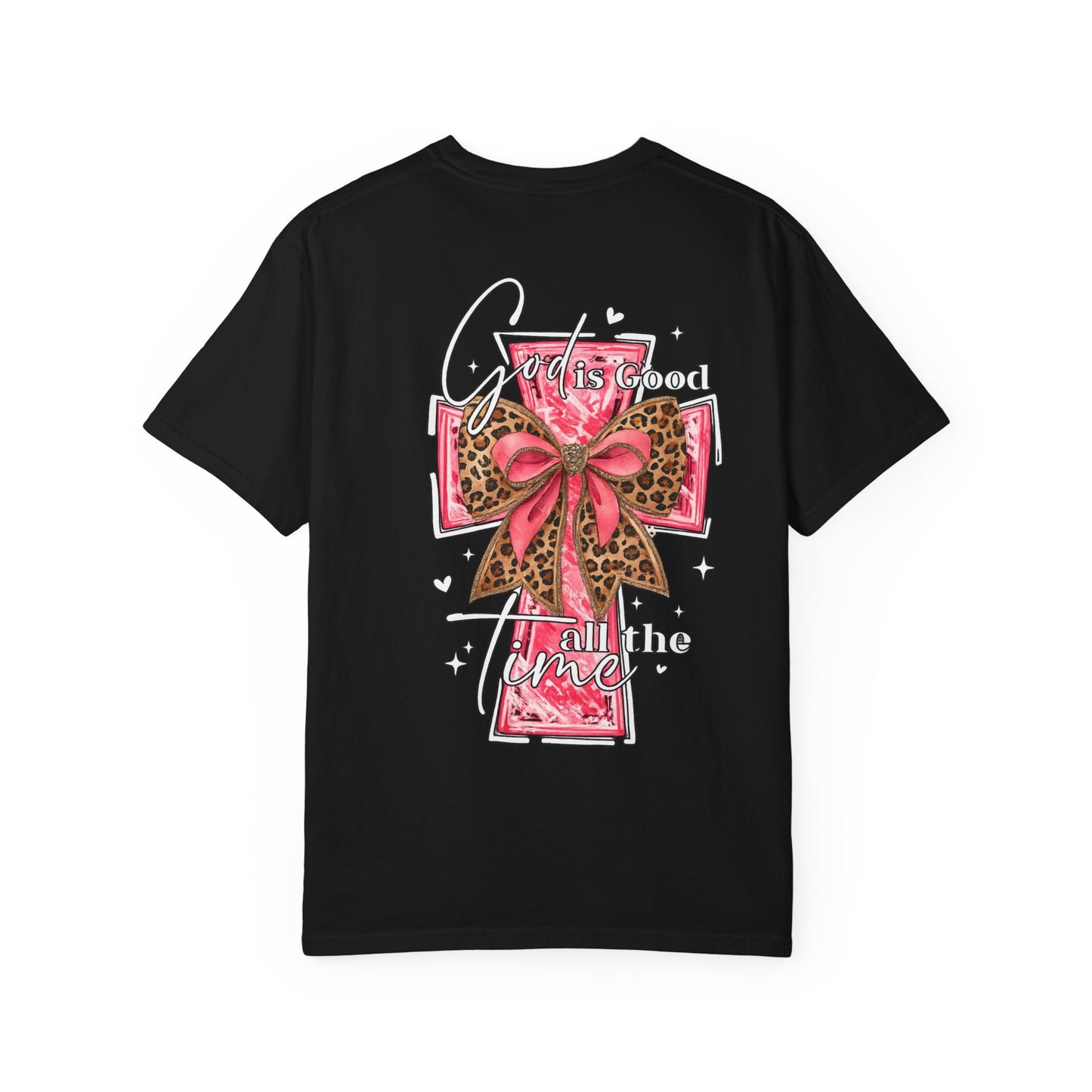 God Is Good All The Time Leopard Bow-Cross T-Shirt