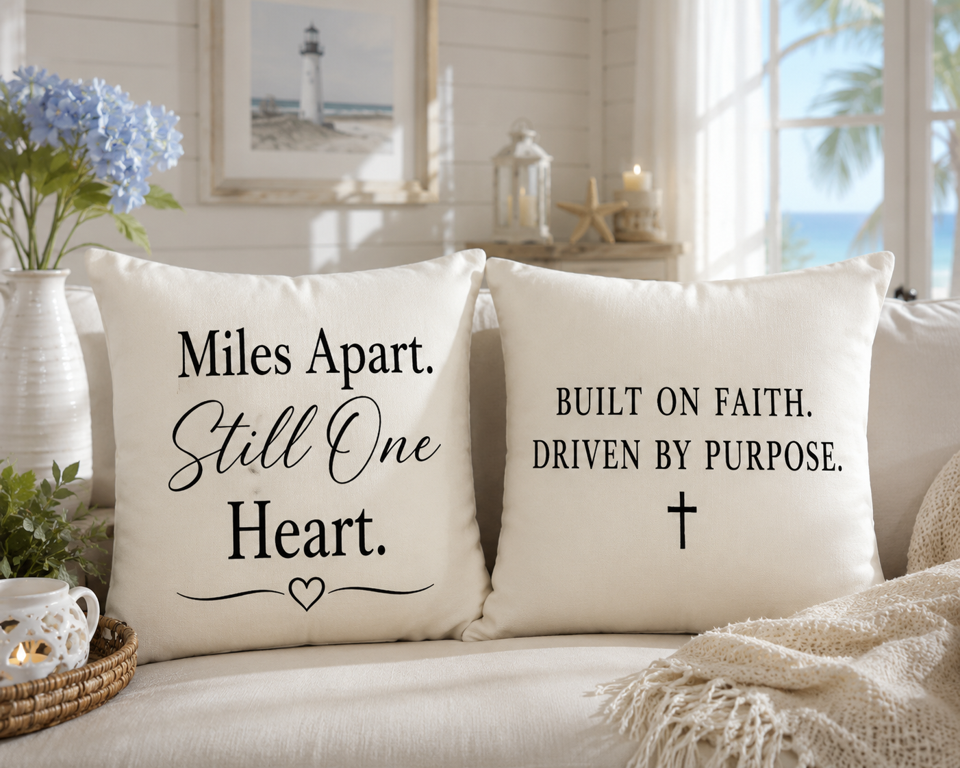 Miles Apart Still One Heart Truck Wife Pillow Cover