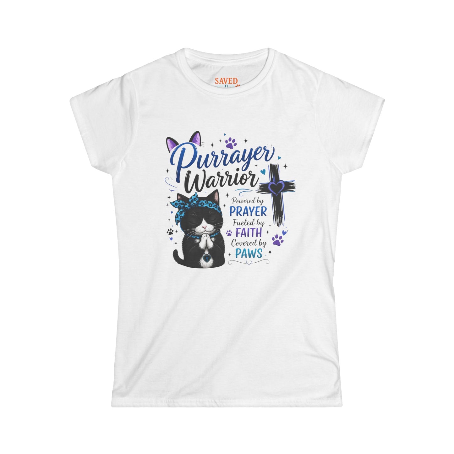 Purrayer Warrior Cat Lover Christian T-Shirt | Faith Fueled Cat Mom Tee