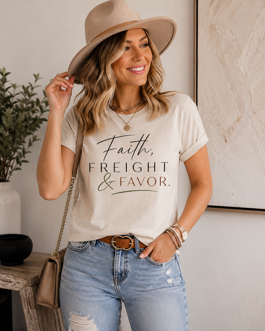 Faith, Freight & Favor™ Boutique Tee – Luxury Trucker Lifestyle Shirt