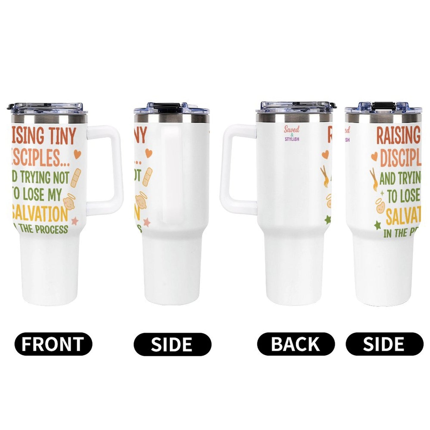 Rasing Tiny Disciples-40oz Insulated Tumbler With Handle & Straw