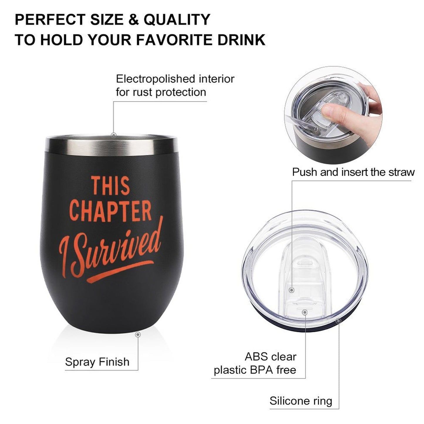 This Chapter I Survived Wine Tumbler with Lid 12oz
