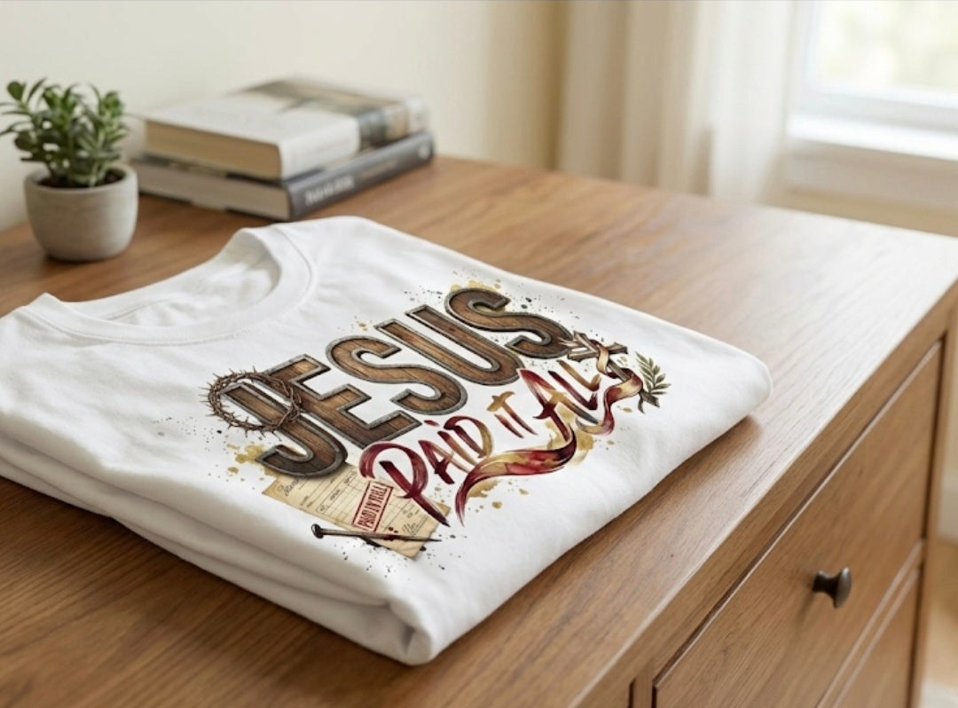 Jesus Paid It All Christian Long Sleeve Shirt- Faith Apparel for Men