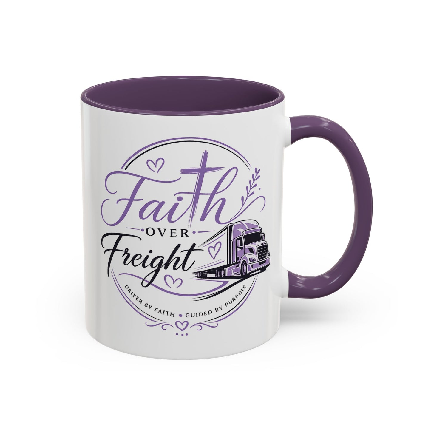 Faith Over Freight Accent Coffee Mug-Christian Trucker Mug| Driven By Faith Guided By Purpose