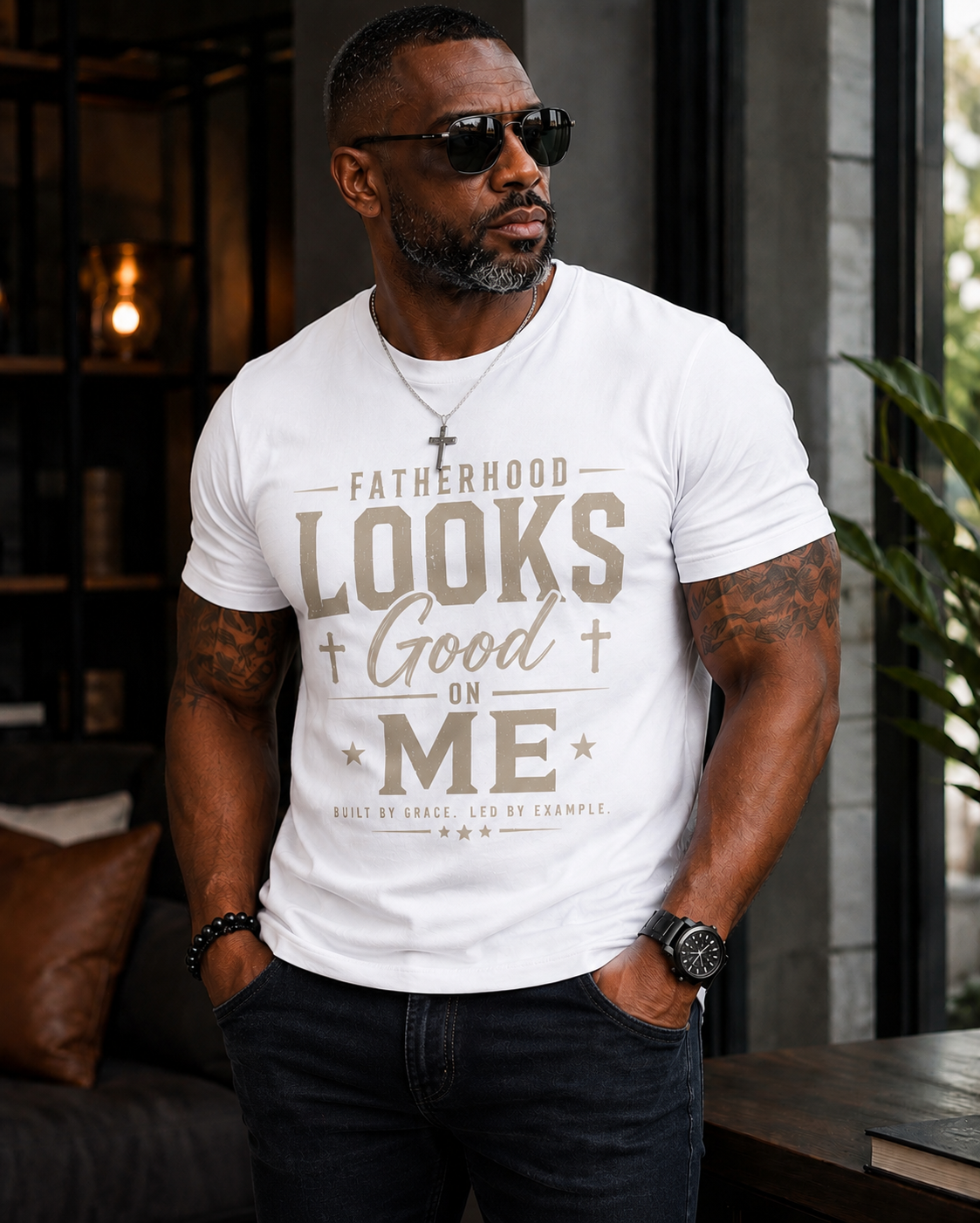 Fatherhood Looks Good On Me™ Graphic Tee | Christian Dad Shirt