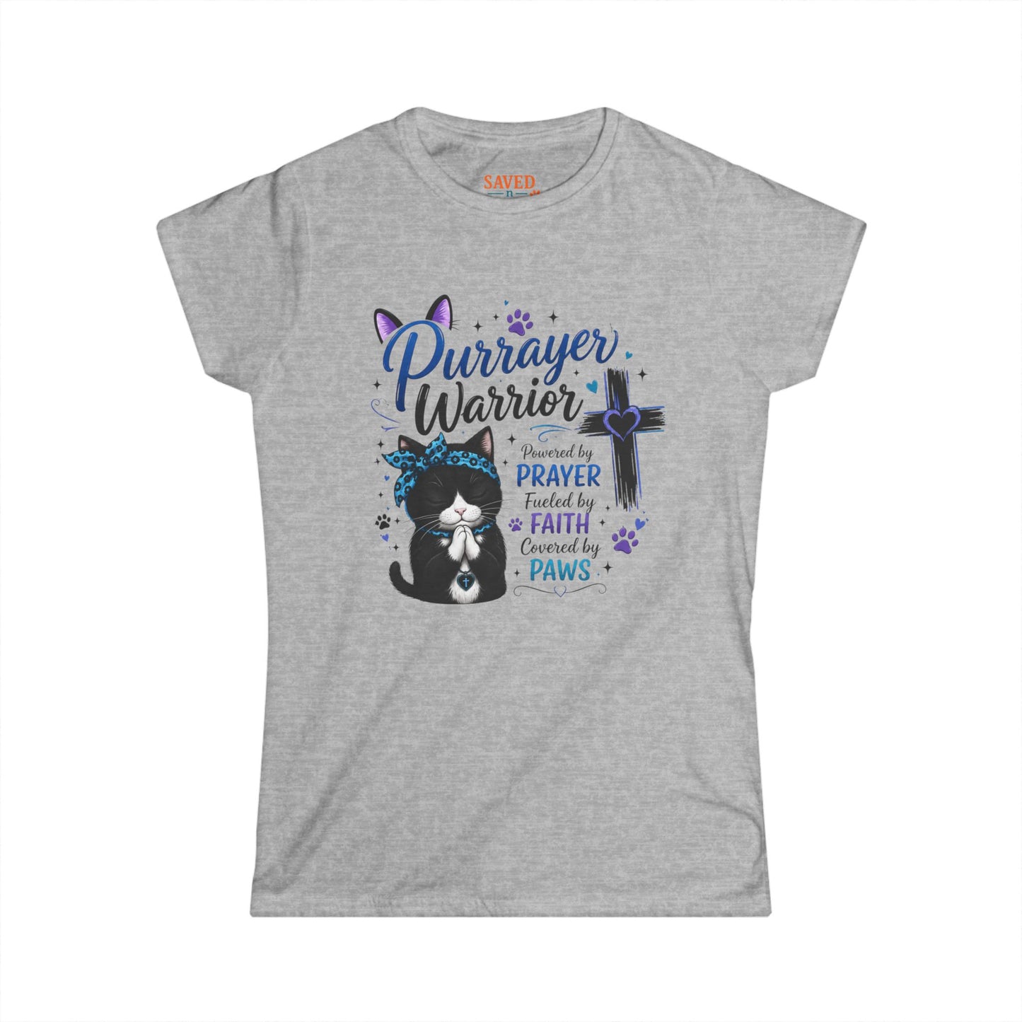 Purrayer Warrior Cat Lover Christian T-Shirt | Faith Fueled Cat Mom Tee