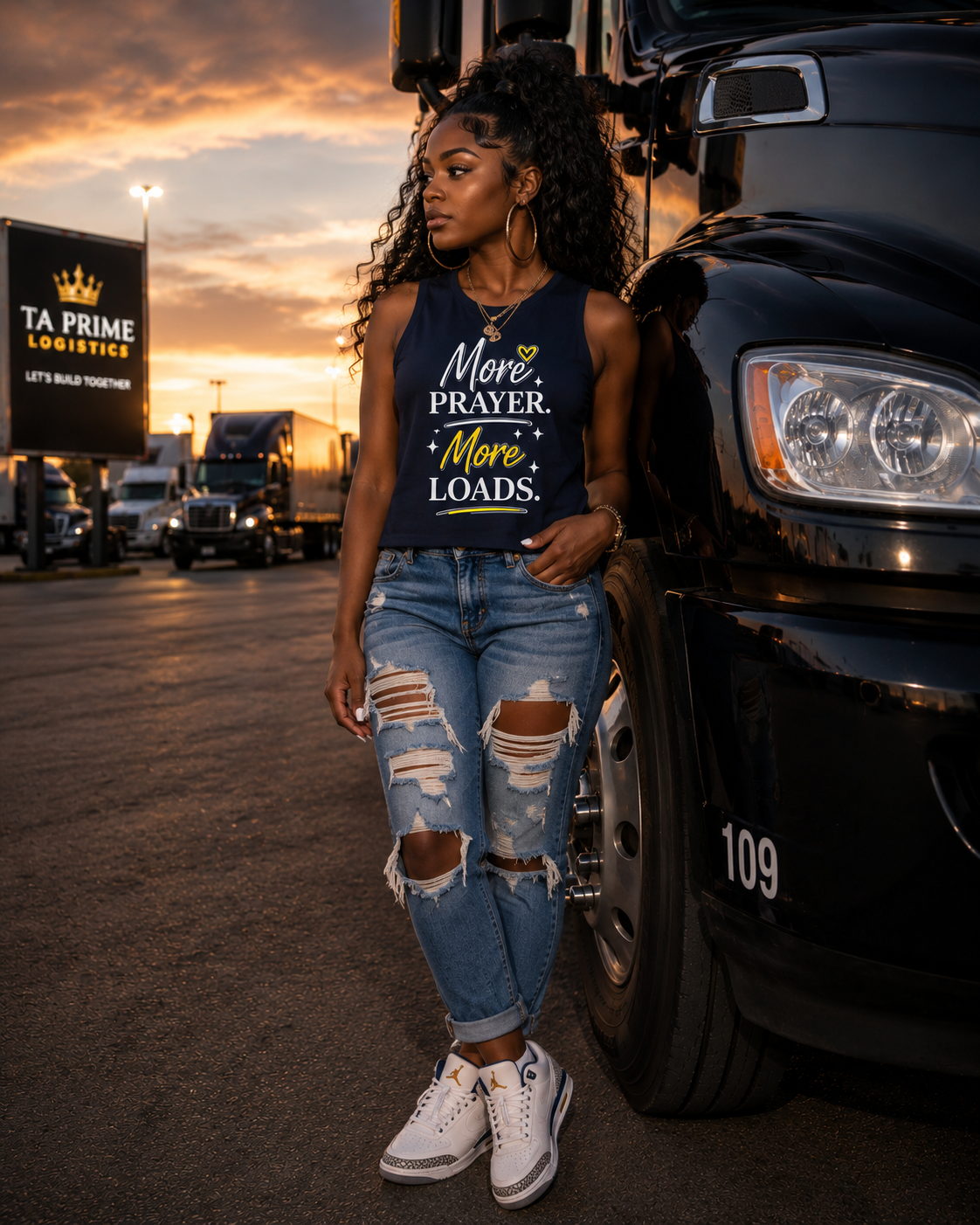 More Prayer More Loads Women’s Muscle Tank – Faith Over Freight Shirt