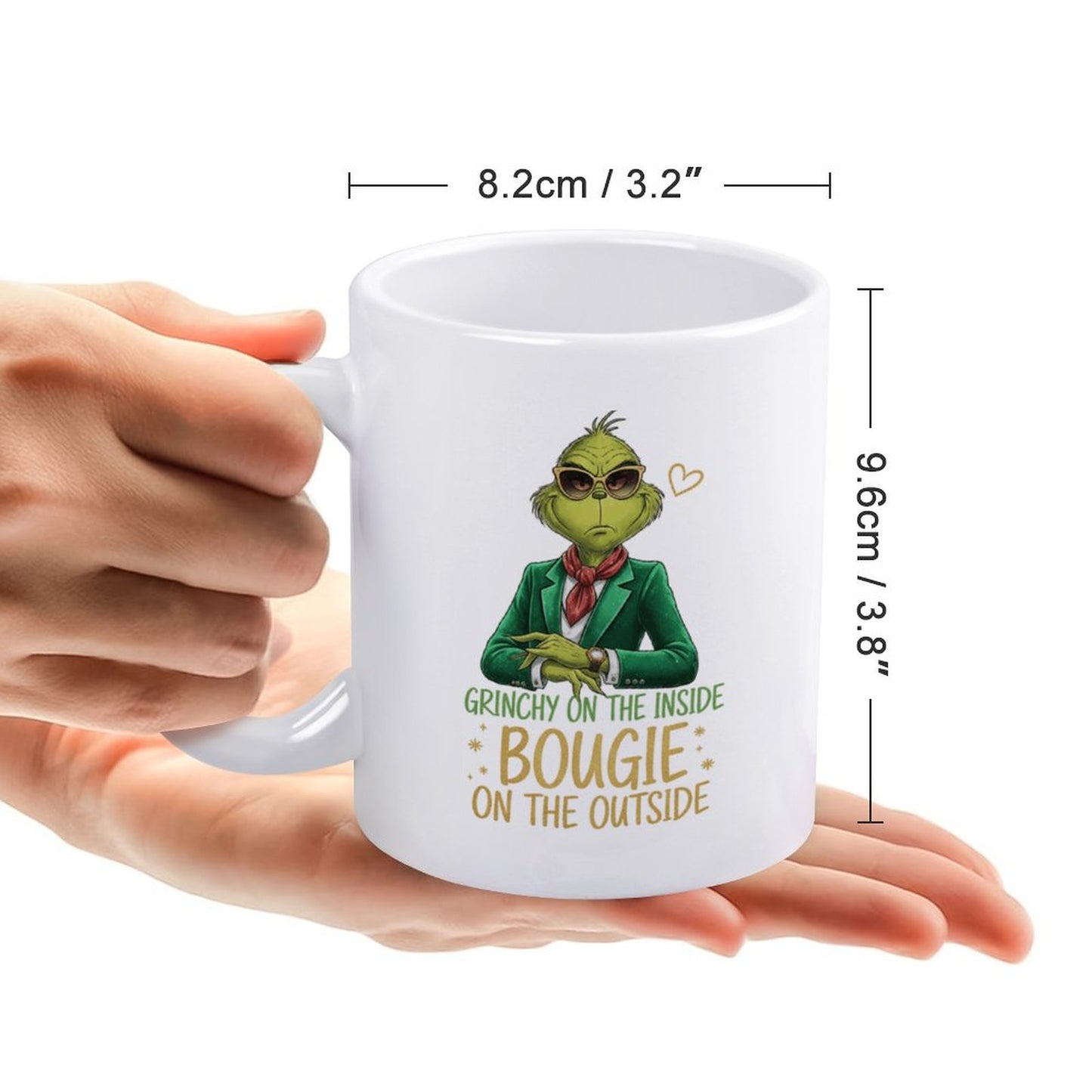 GRINCH BOUGIE ON THE OUTSIDE 11oz White Mug Printing