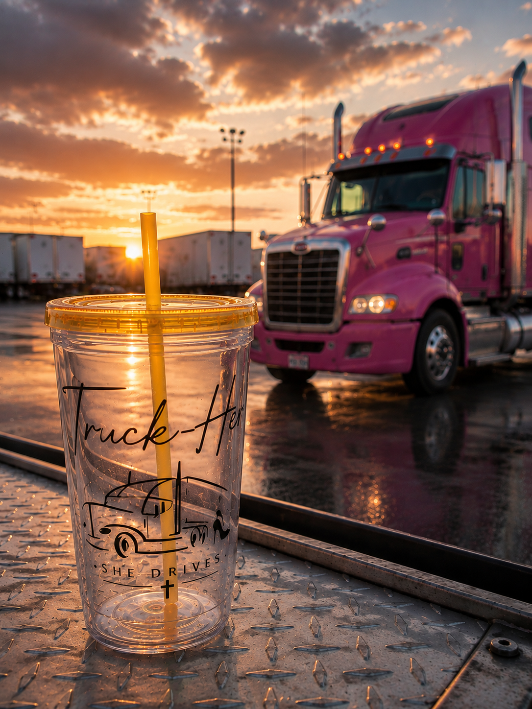 Truck-Her Sunspalsh Tumbler with Straw