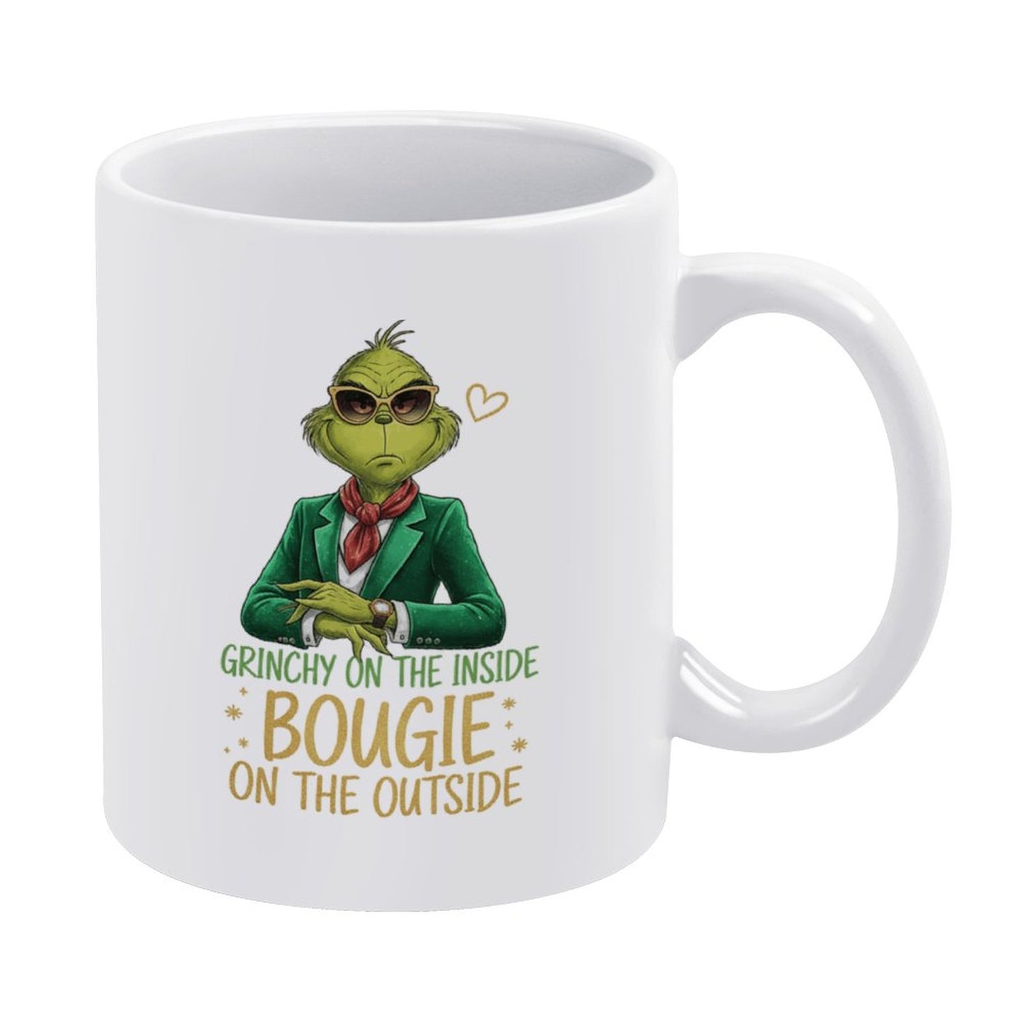 GRINCH BOUGIE ON THE OUTSIDE 11oz White Mug Printing