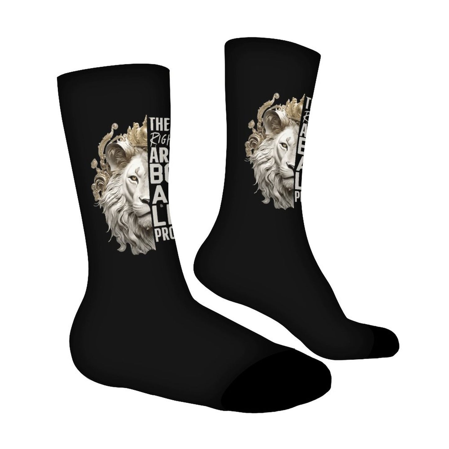 Bold As A Lion Chrisitan Socks- Proverbs 28:1 Scripture - Mens Faith Crew Socks