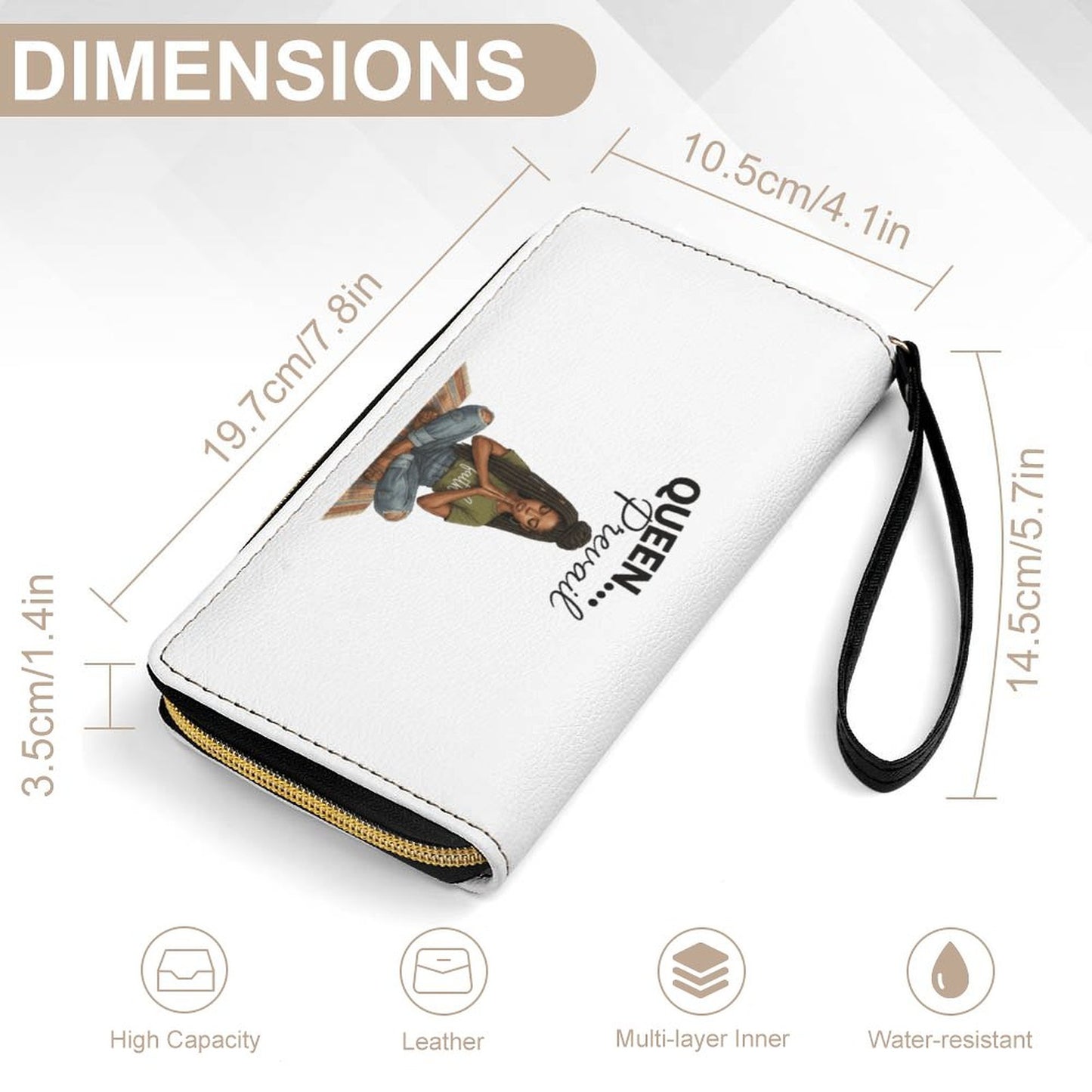 Queen Prevail Leather Wristlet Wallet- Faith- Based Black Woman Design