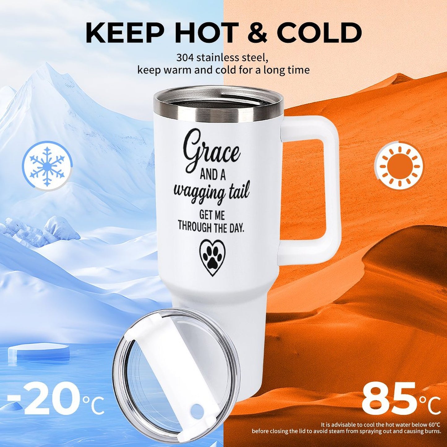 Grace & A Wagging Tail Get Thru The Day-40oz Tumbler