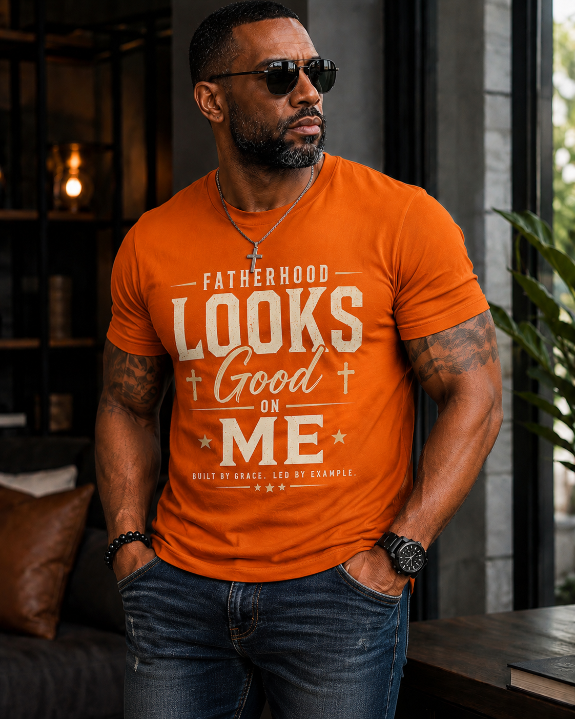 Fatherhood Looks Good On Me™ Graphic Tee | Christian Dad Shirt