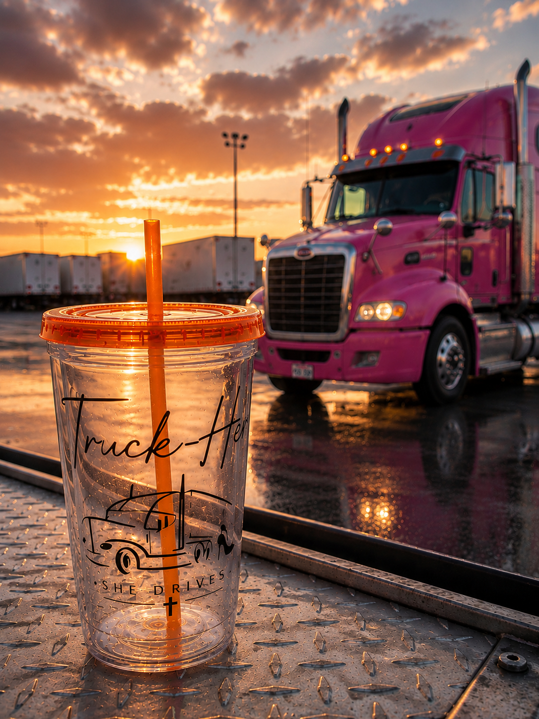Truck-Her Sunspalsh Tumbler with Straw