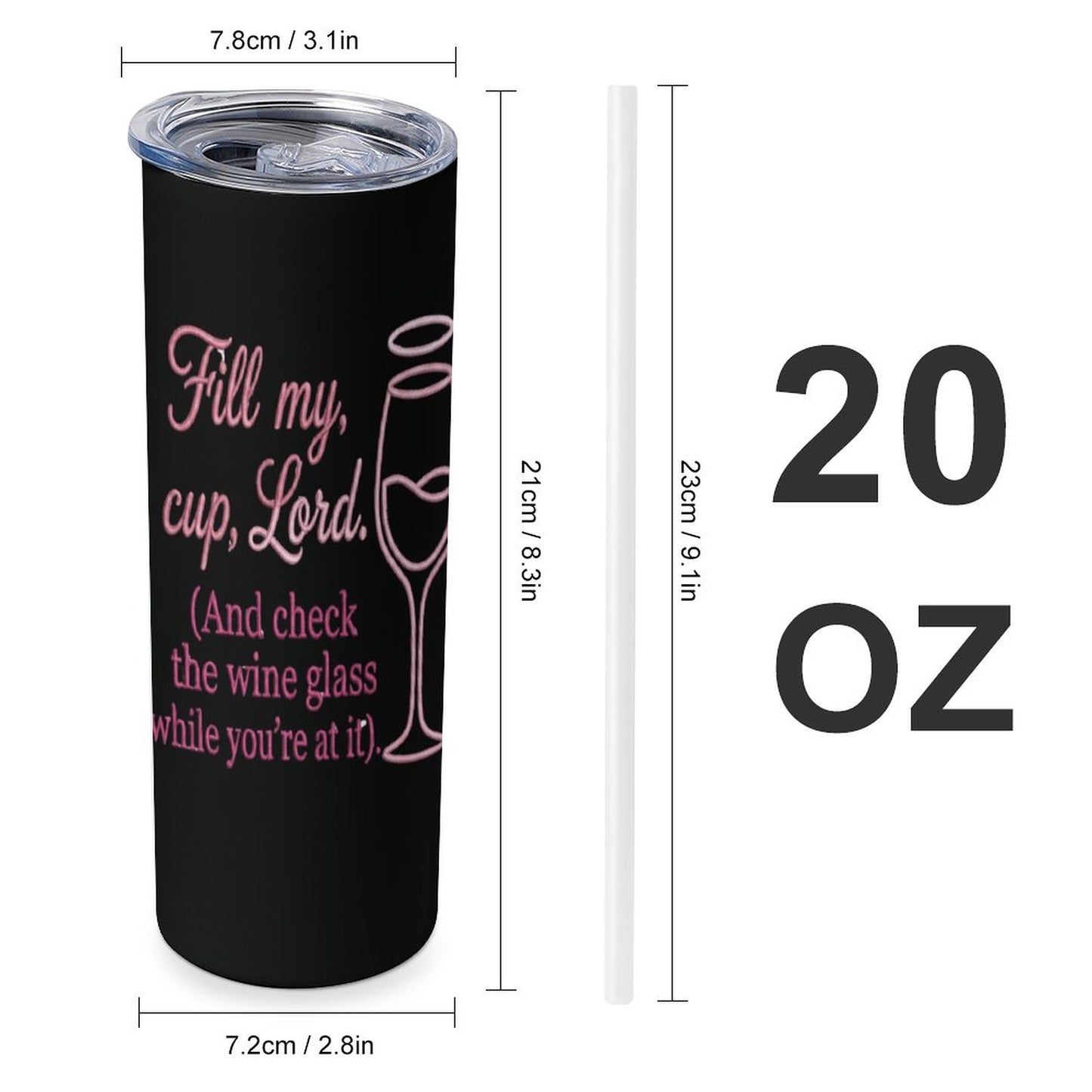 Fill My Cup Lord Funny Christian Mug-20oz Large Capacity Car Cup with Lid