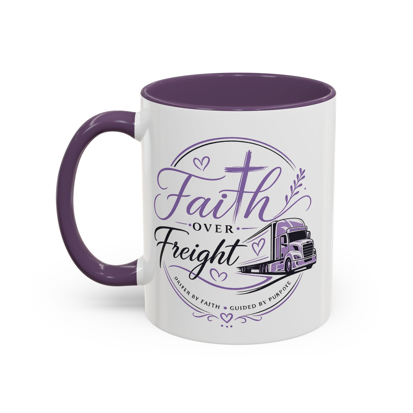 Faith Over Freight Accent Coffee Mug-Christian Trucker Mug| Driven By Faith Guided By Purpose