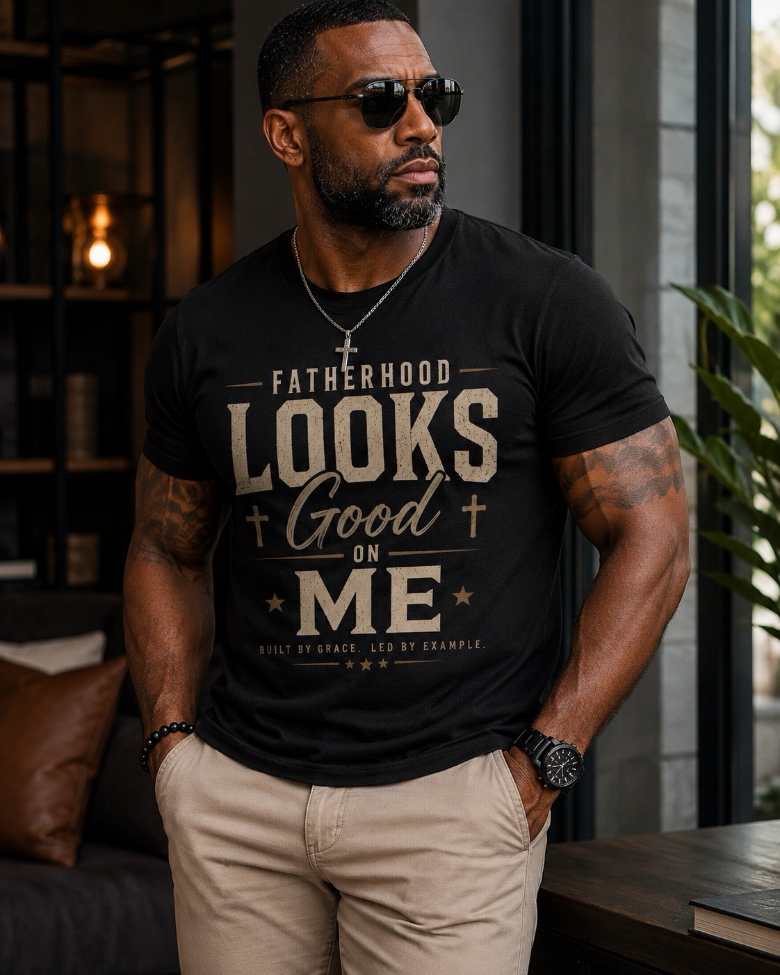 Fatherhood Looks Good On Me™ Graphic Tee | Christian Dad Shirt