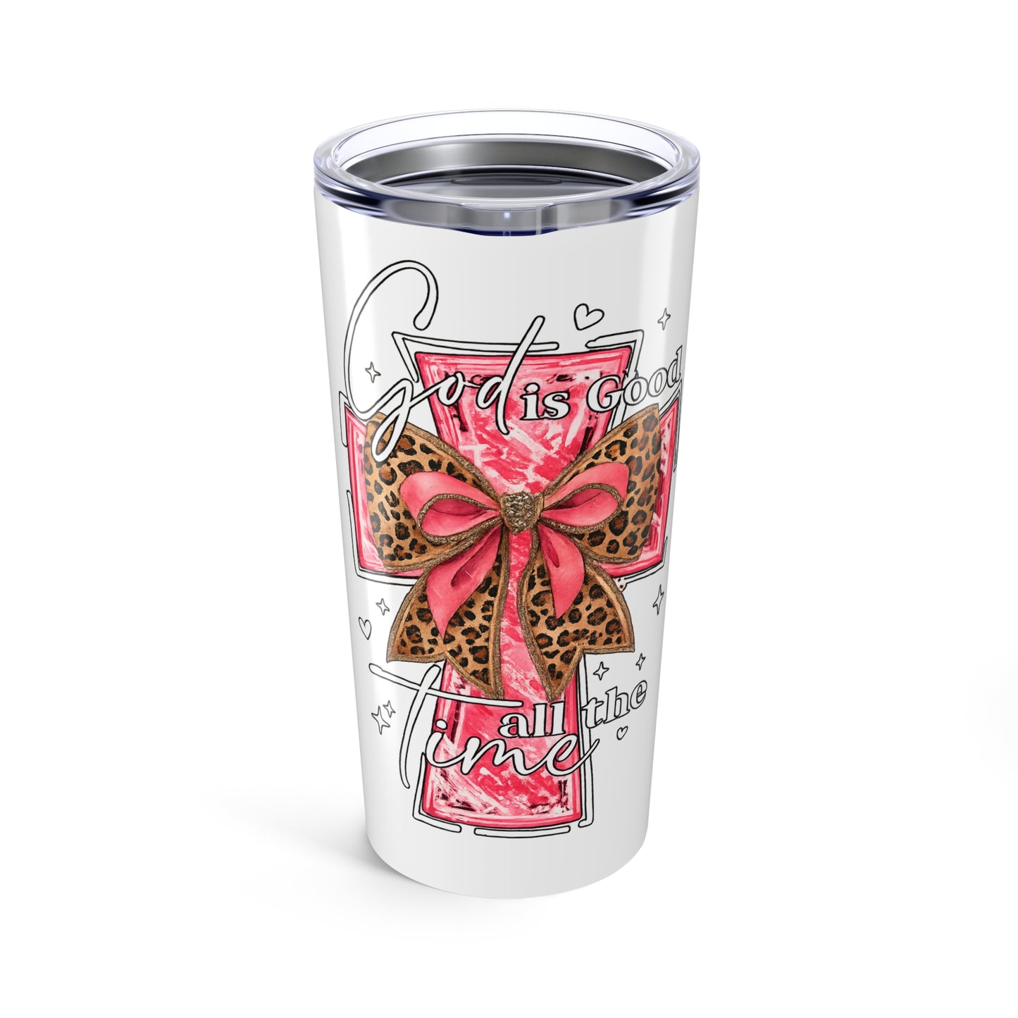 God Is Good All The Time Leopard Bow- 20oz Tumbler