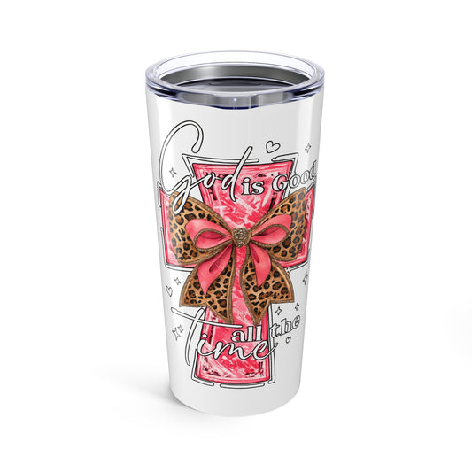God Is Good All The Time Leopard Bow- 20oz Tumbler