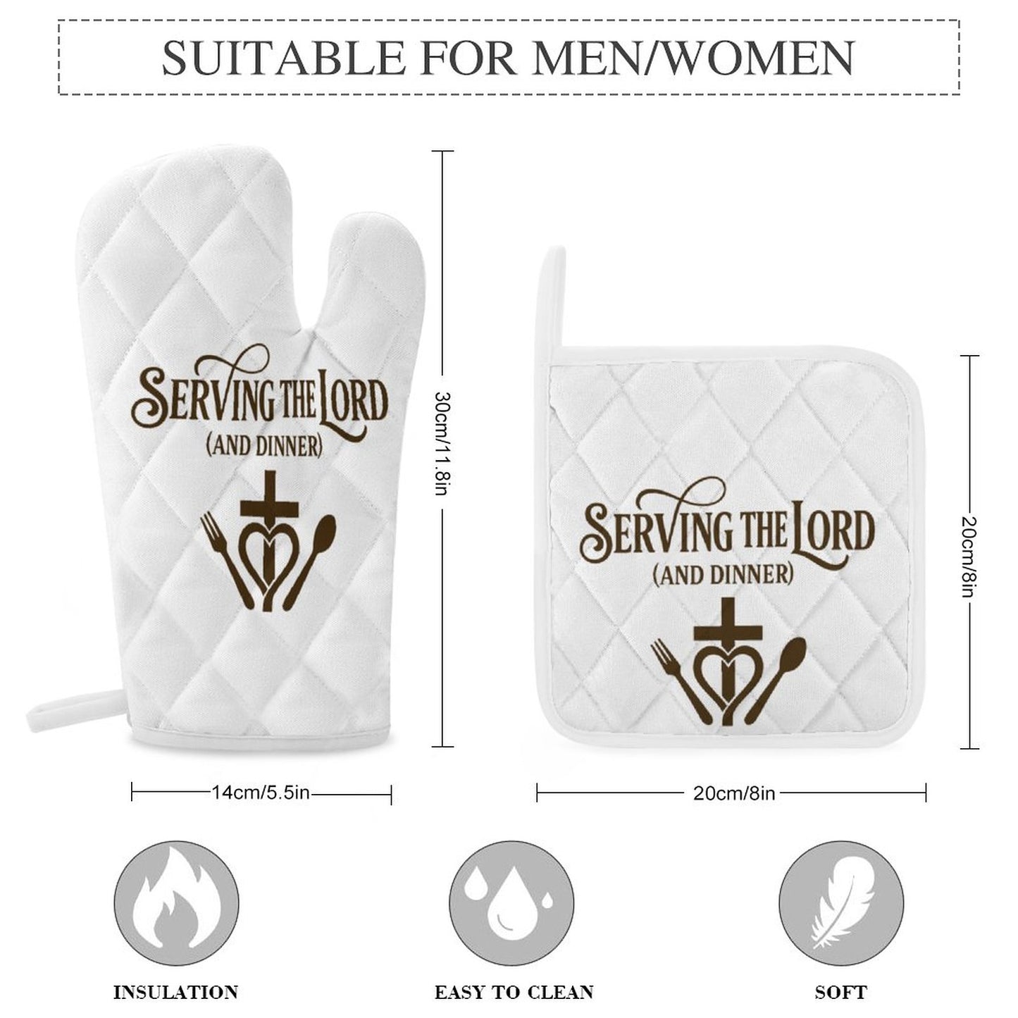 Serving The Lord (Dinner) Kitchen Mitt & Potholder Set 3 Piece