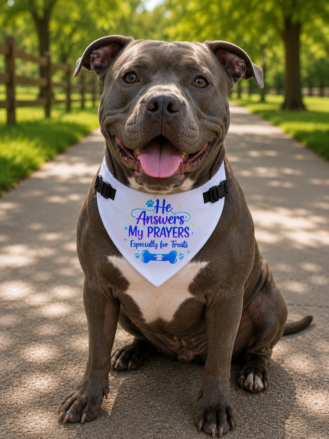 He Answers My Prayers (Especially for Treats) Clip-On Pet Bandana