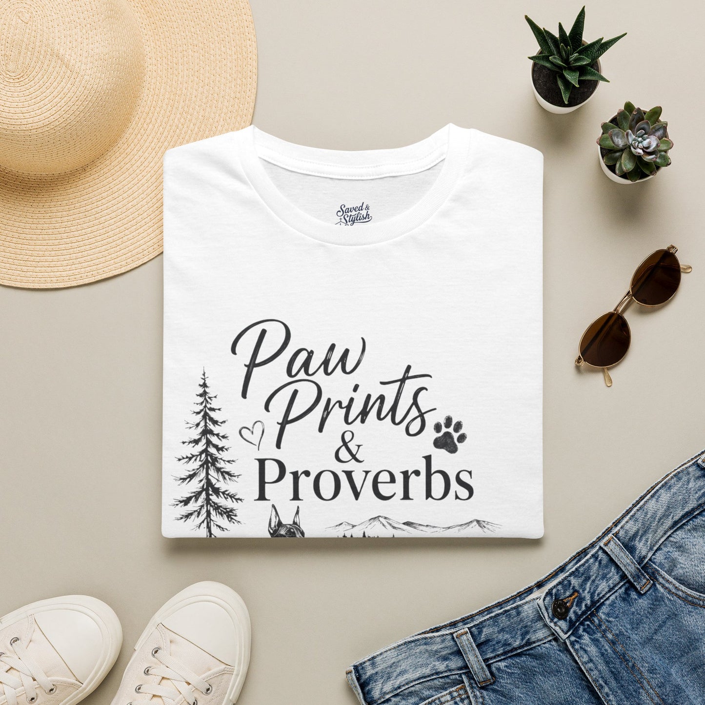 Paw Prints & Proverbs Doberman Pinsher Tee – Christian Dog Mom Shirt