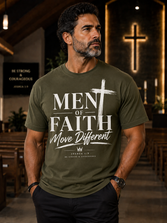 Men of Faith Move Different Christian Graphic Tee
