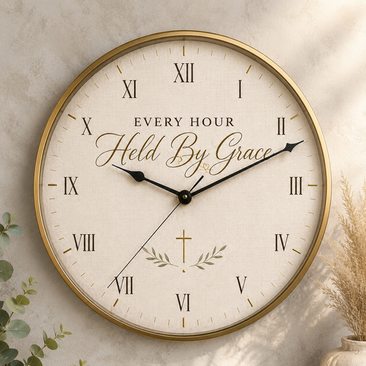 Every Hour Held By Grace – Luxury Christian Wall Clock