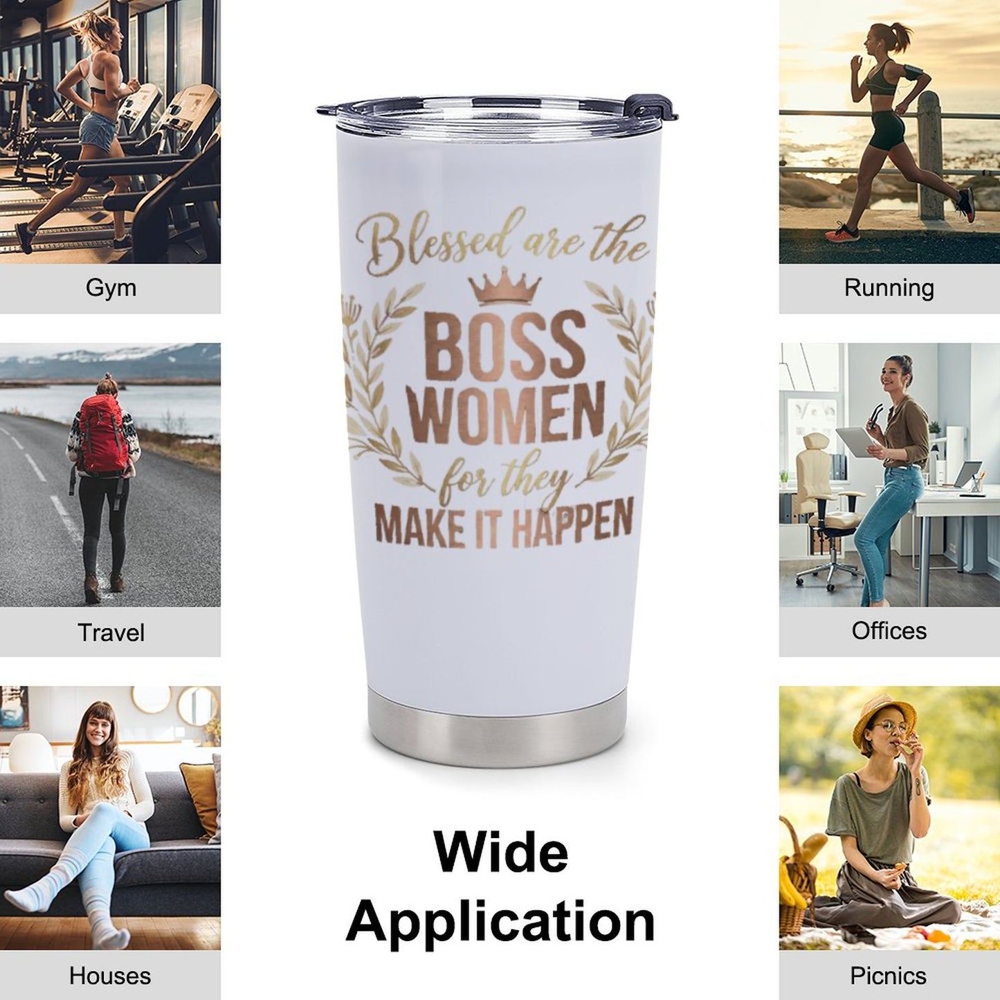 Blessed are the Boss Women-Car Travel Coffee Mug with Lid