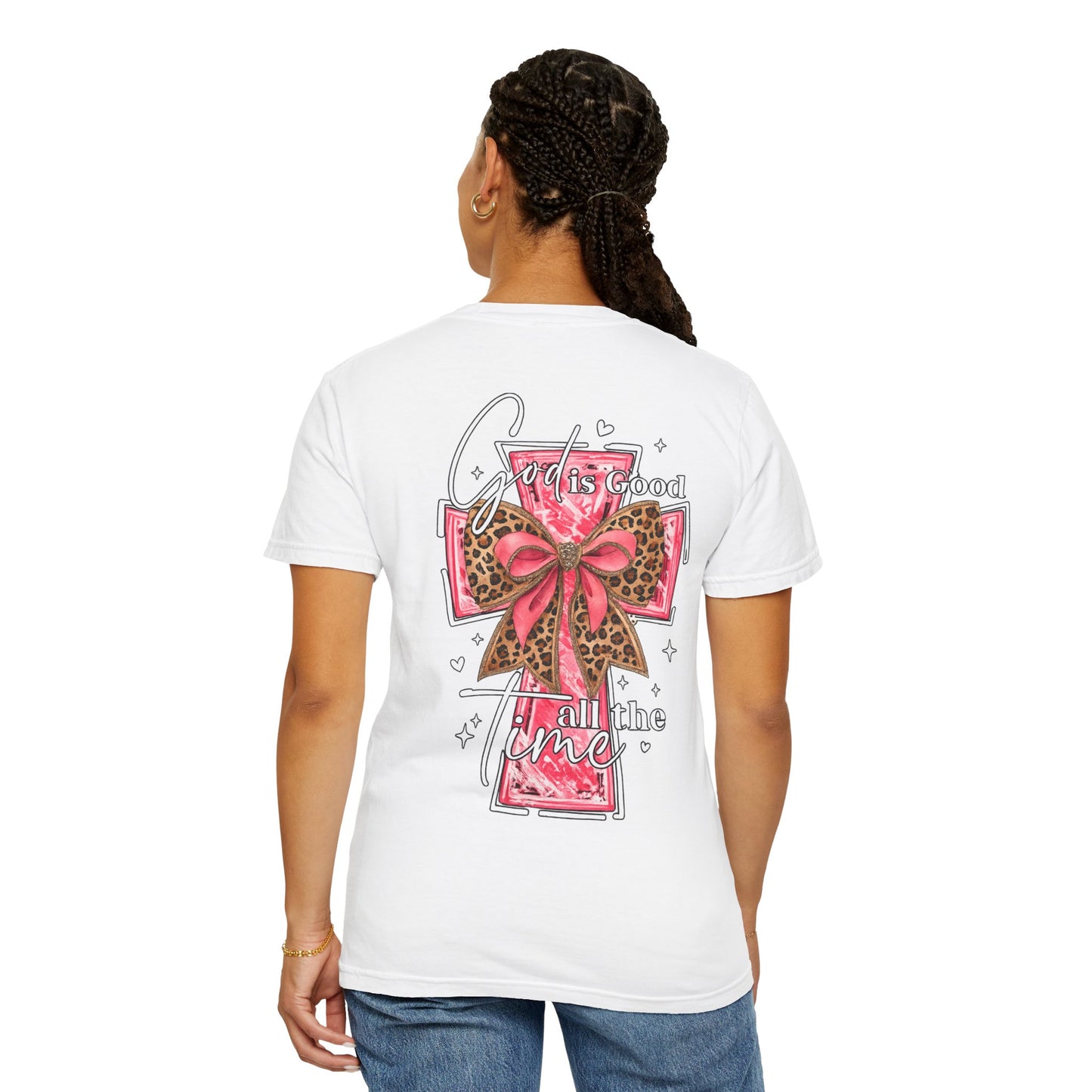 God Is Good All The Time Leopard Bow-Cross T-Shirt