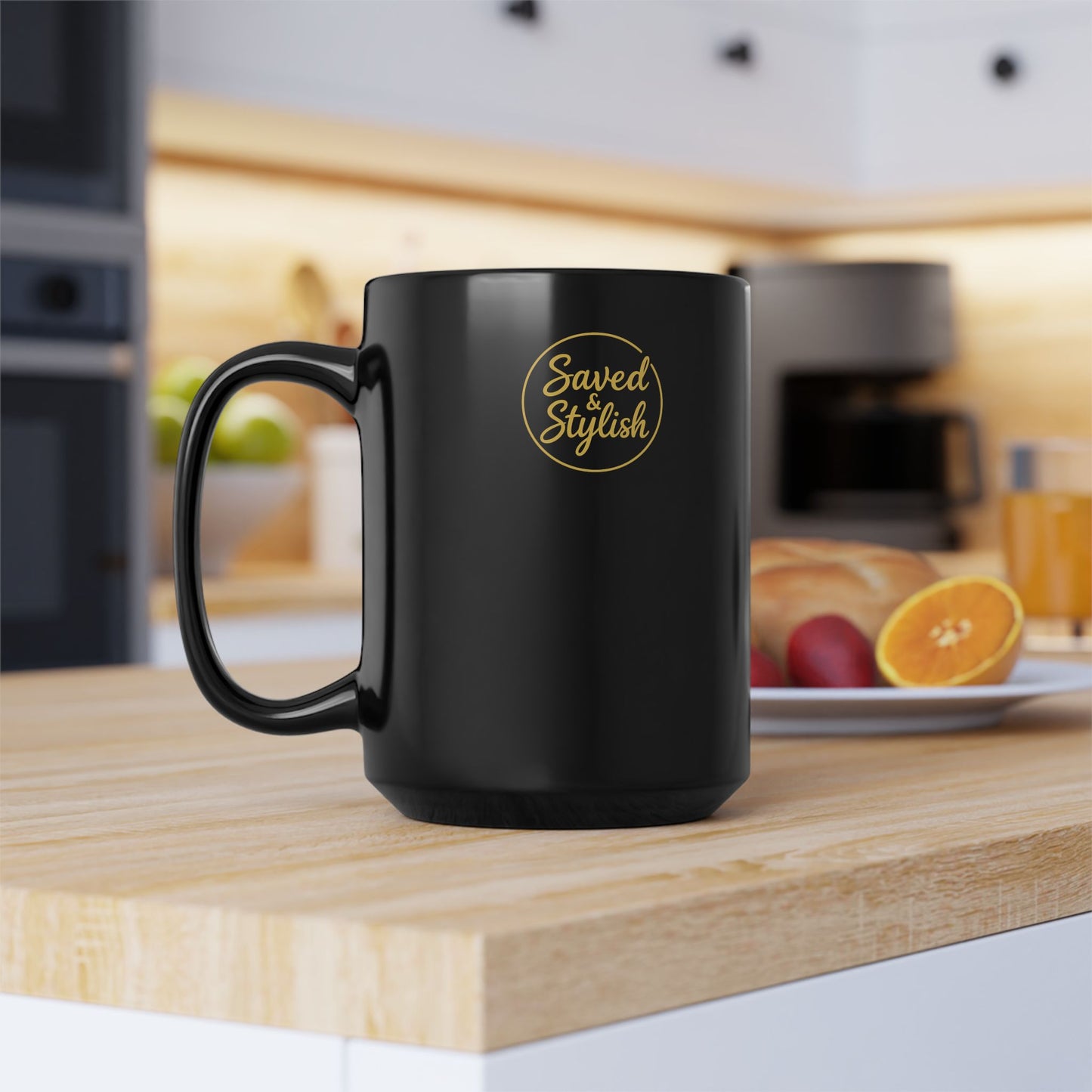 Jesus, Coffee & Minding My Anointing- Black Ceramic Mug, 15oz/Saved & Stylish
