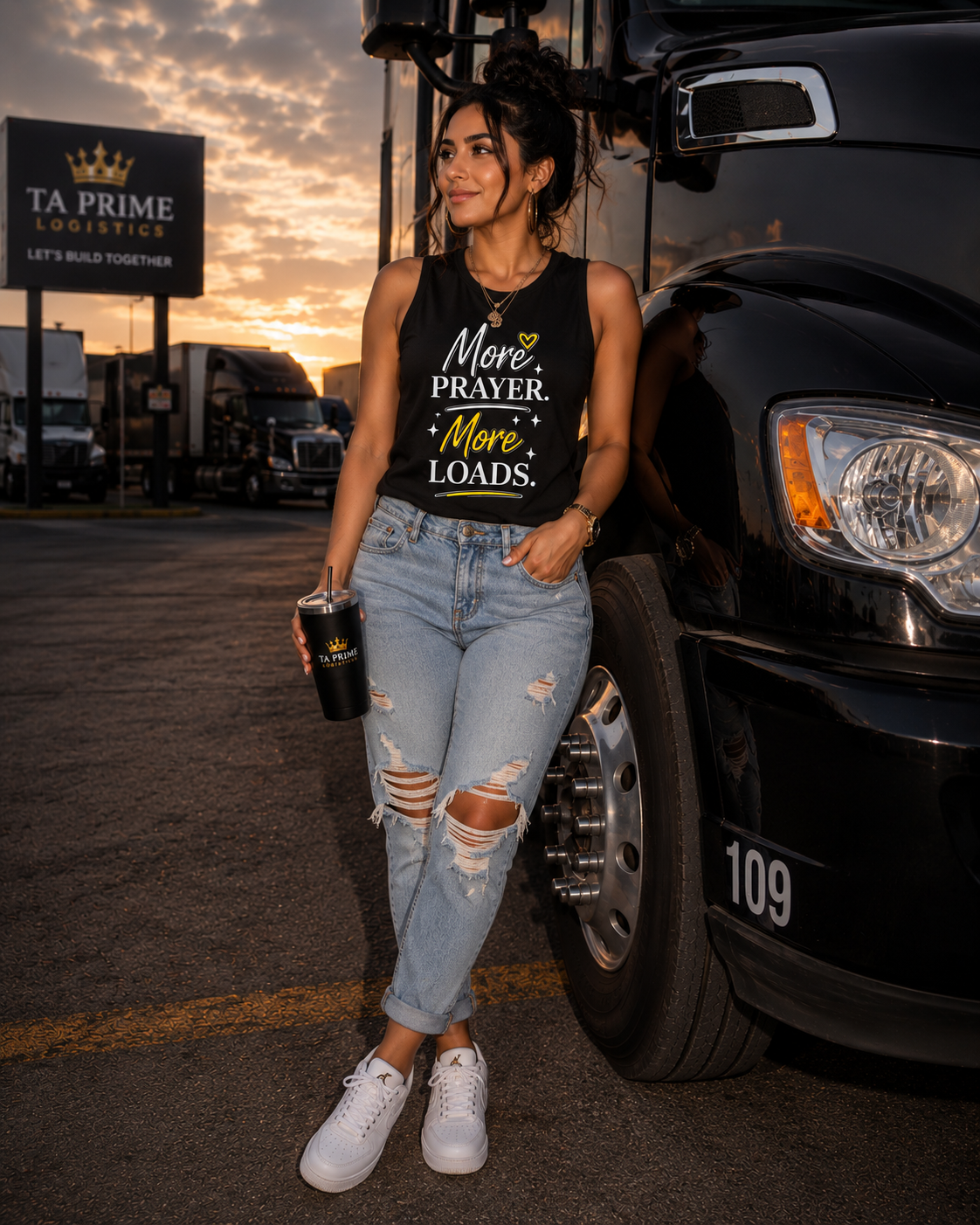 More Prayer More Loads Women’s Muscle Tank – Faith Over Freight Shirt