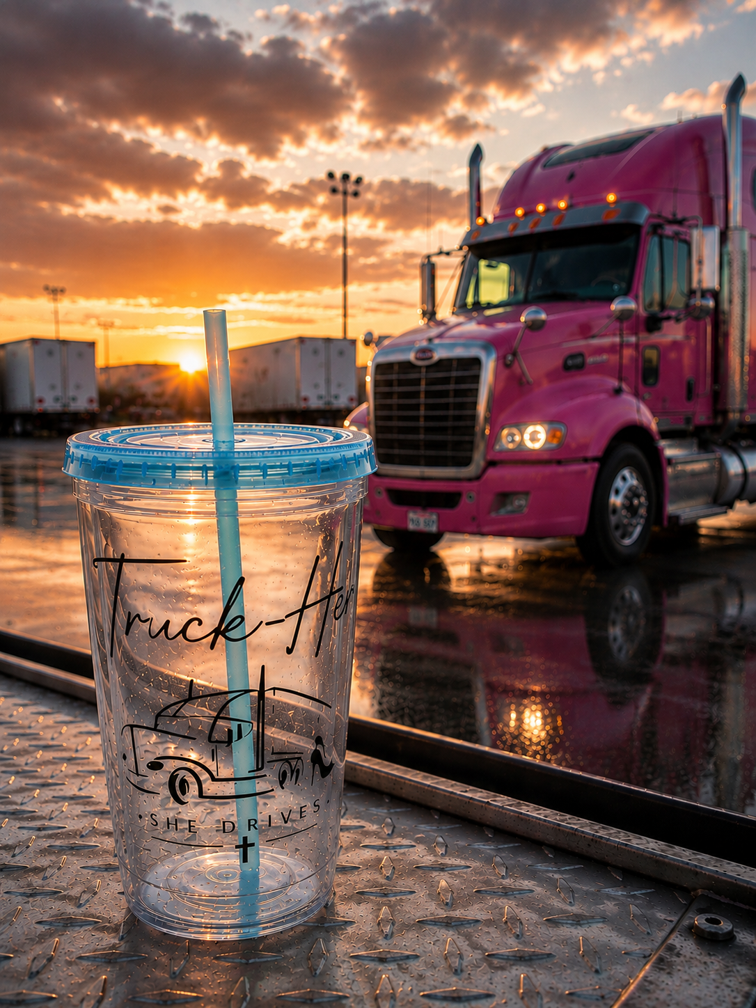 Truck-Her Sunspalsh Tumbler with Straw