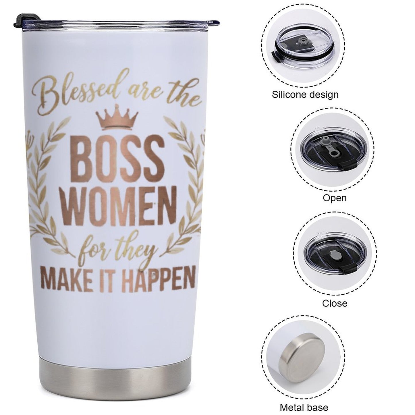 Blessed are the Boss Women-Car Travel Coffee Mug with Lid