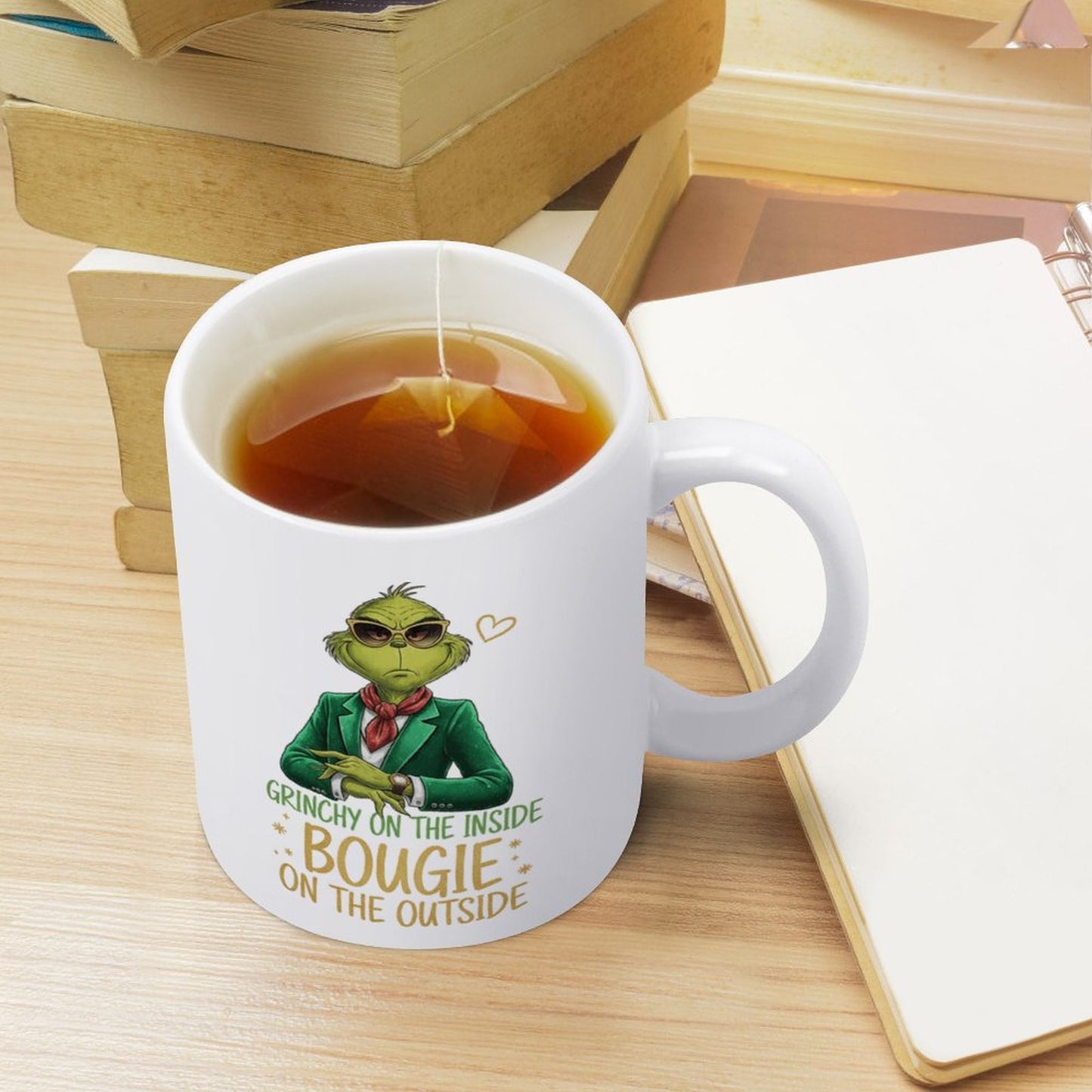 GRINCH BOUGIE ON THE OUTSIDE 11oz White Mug Printing