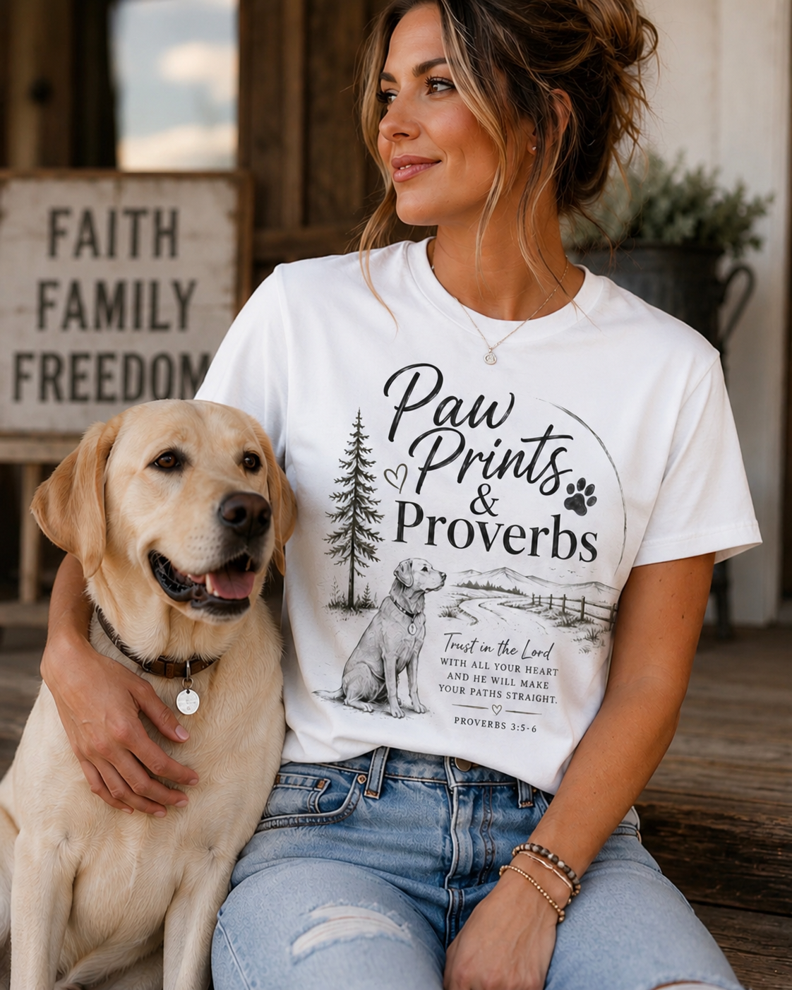 Walking by Faith & Walking My Dog Tee – Country Girl Christian Dog Mom Shirt